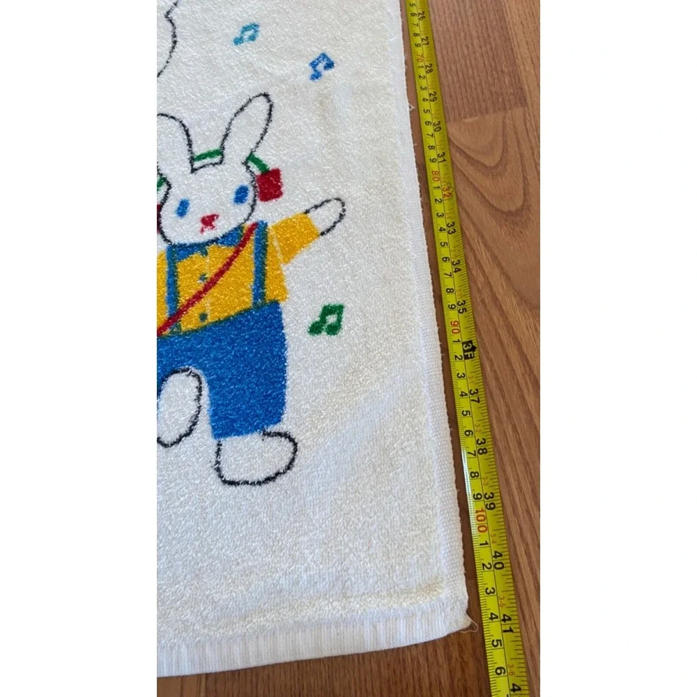 Springmaid Towel Rabbit Pattern Musical Fun Cotton Retro Colorful Decorative USA